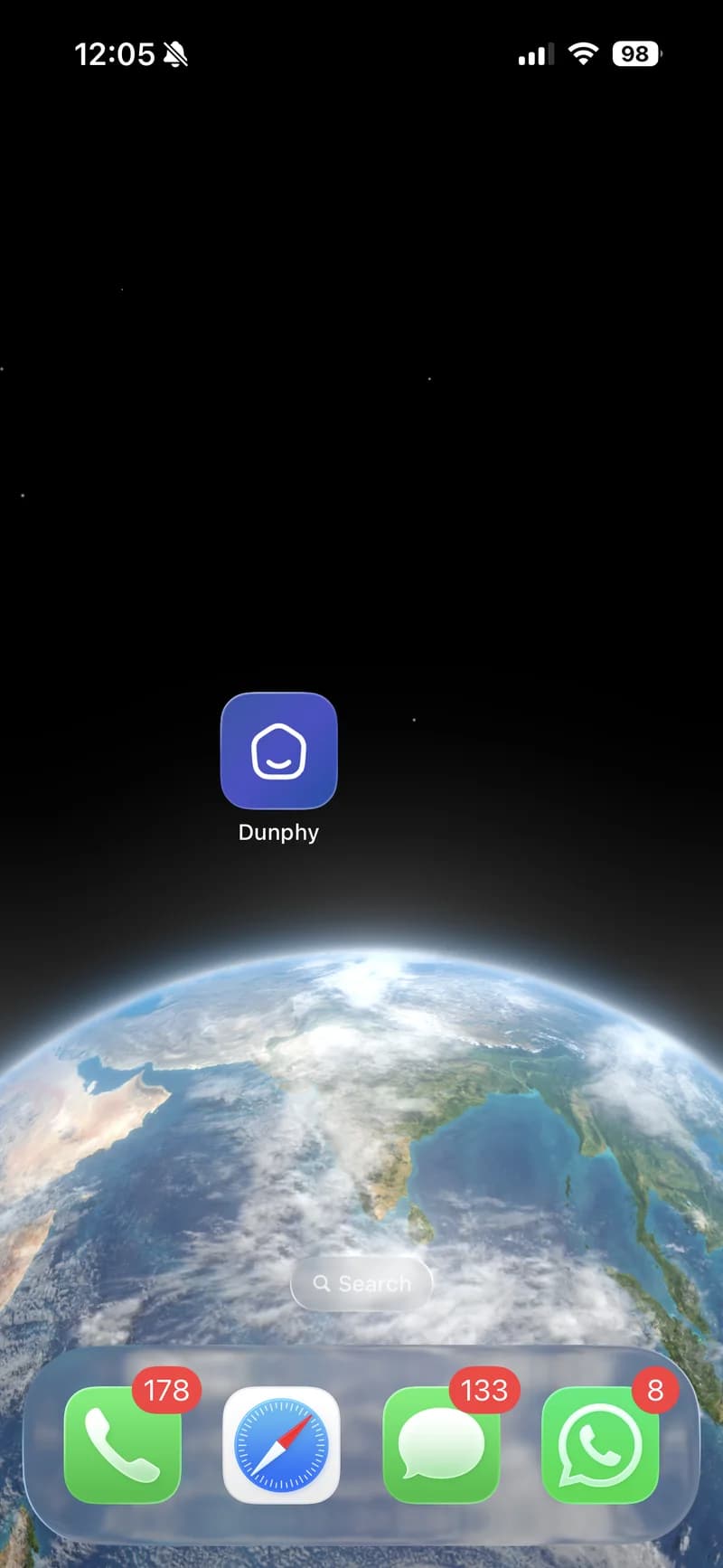 iPhone home screen showing the Dunphy app icon